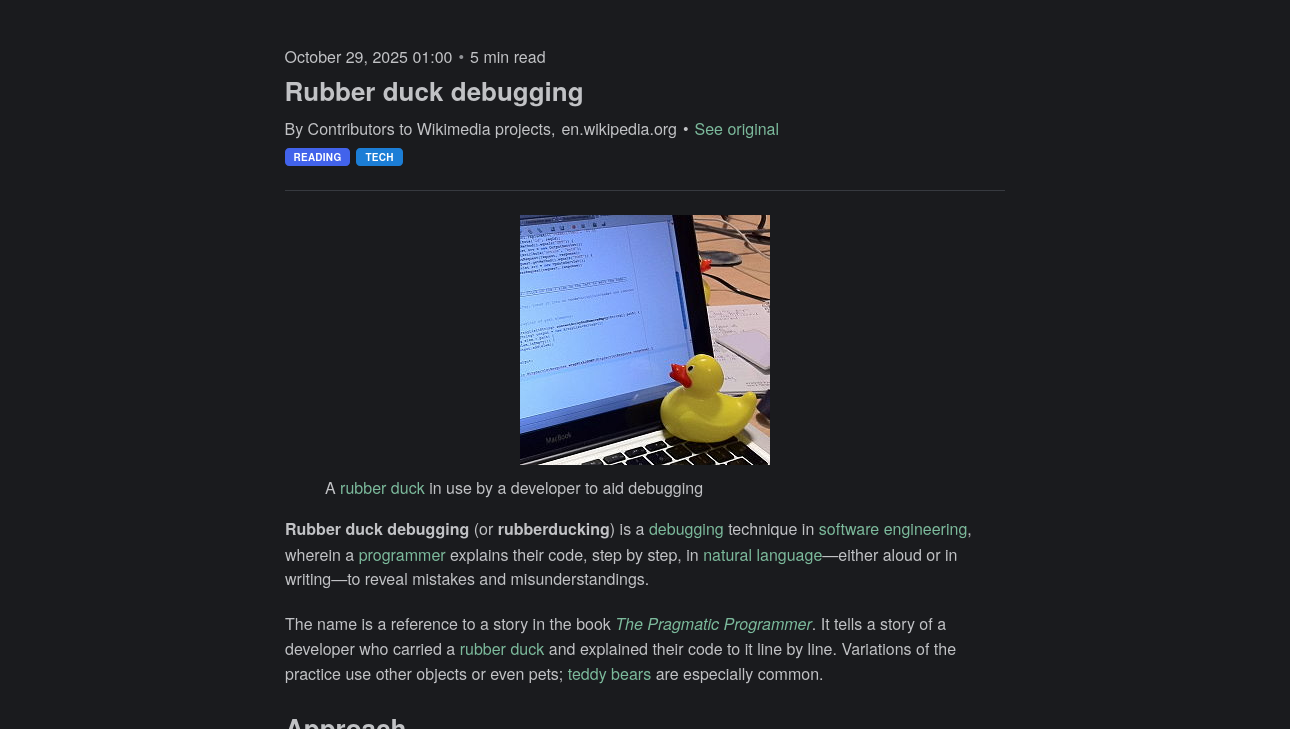 Reader view in Inboxt (dark mode)